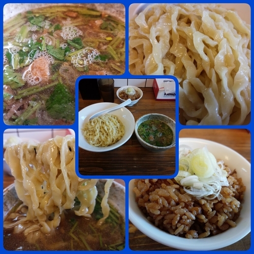 「【気まぐれ限定】煮干しつけ麺＋炊き込みご飯」@くじら食堂の写真
