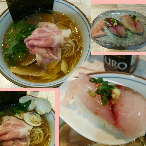 「蛤そば850円 本日のにぎり(鯵)300円」@中華そば 四つ葉の写真