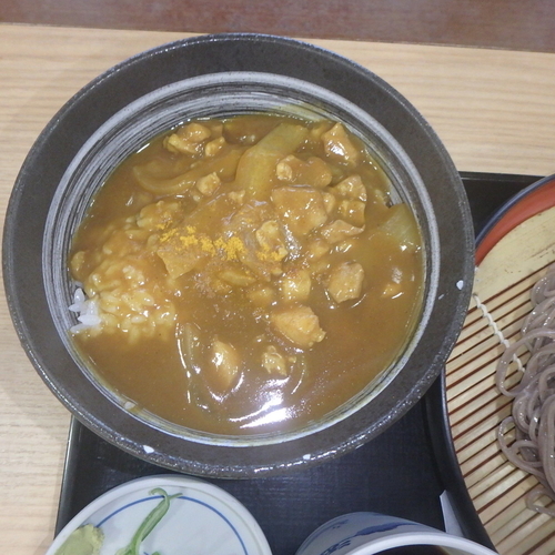 「カレー丼とそばセット(680円)(もり)」@そば処吉野家 屏風山PA上り店の写真