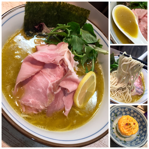 「【気まぐれ限定】牡蠣ラーメン 炙りチーズ飯付￥1000」@中華そば 四つ葉の写真