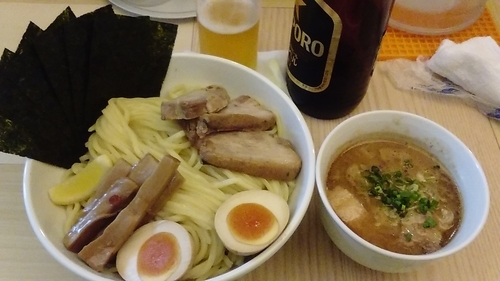 「特製つけめん(並)+瓶ビール」@つけそば 周の写真