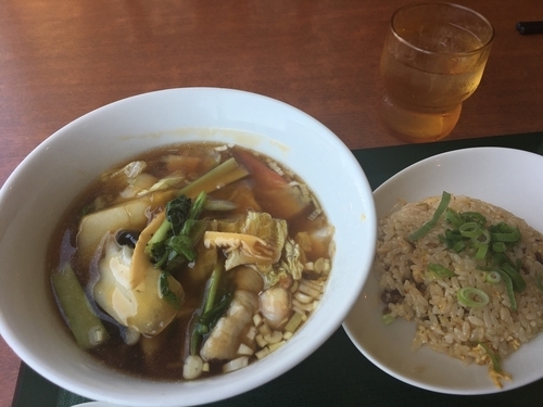 「八宝あんかけ麺880円+半チャーハン280円」@中華レストランChina Fan 草加店の写真