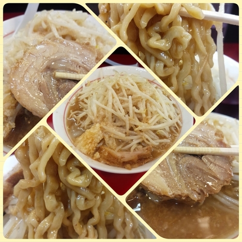 「ラーメン（麺・ヤサイ少なめ・ニンニク・アブラ・辛揚げ）」@千里眼の写真