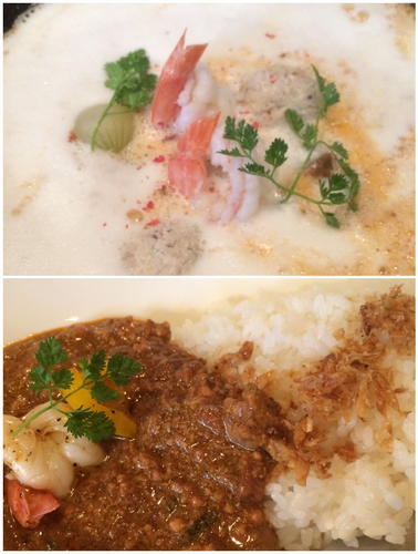 「海老のカプチーノビスク+海老カリー(ハーフ)」@新宿 モモンガの写真