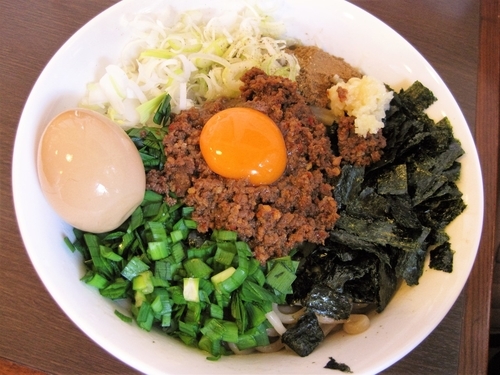 「【気まぐれメニュー】ペニー台湾まぜそば大盛￥900」@つけ麺 弥七の写真