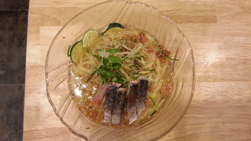 「炙り〆さば 冷やし塩そば」@福島壱麺の写真