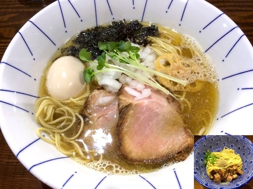 「芳醇煮干そば（750円）＋むじゃ玉ハーフ（100円）」@ニボムジャキの写真