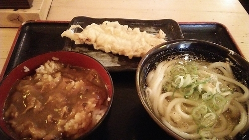 「ひやかけ小 350円 ＋ カレー丼200円 ＋ 豚天100円」@讃岐うどん大使 水道橋麺通団の写真