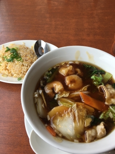 「八宝あんかけ麺880円+半チャーハン280円」@中華レストランChina Fan 草加店の写真