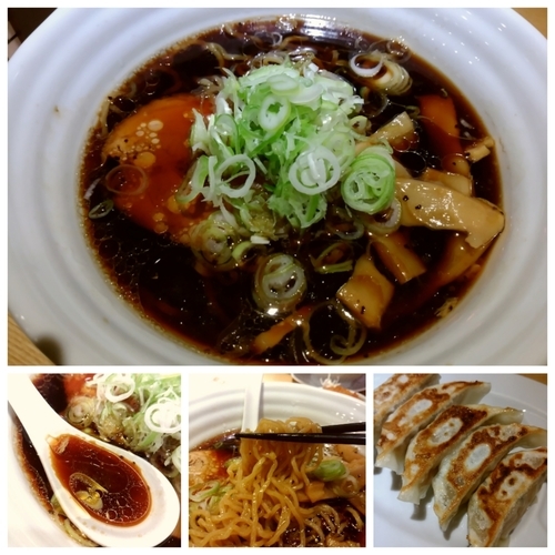 「黒醤油ラーメン700円+餃子、コロッケ他」@らぁめん次元の写真