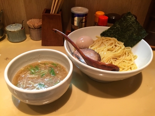 「塩つけ麺＋味玉＋生ビール」@つけ麺処 三ツ葉亭の写真