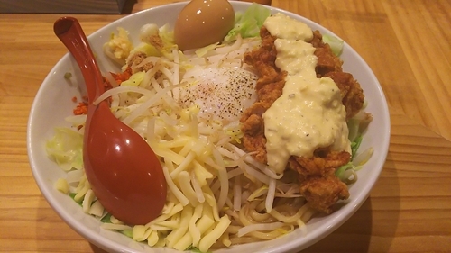 「味玉まぜそば（にんにく）」@中華蕎麦 つけ麺 五味五香の写真