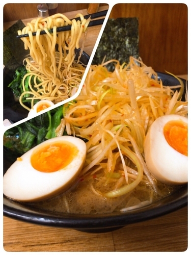 「ラーメン（ネギ、味玉、ほうれん草）、ライス」@せい家 蒲田店の写真