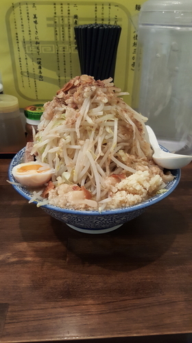 「ラーメン700円(特盛350g、硬め、カラメ以外マシマシ)」@ラーメンJAPAN 川口本店の写真