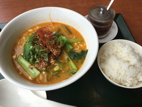 「担々麺880円+餃子&半ライスセット300円」@中華レストランChina Fan 草加店の写真