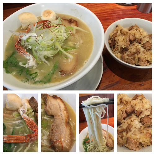 「限定 濃厚渡り蟹白湯塩らぁ麺 810円＋チャーシューまぜご飯」@麺や 来味の写真