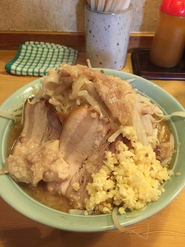 「えぼし麺(野菜ニンニクマシマシ固まり脂)」@えぼし麺 菜良の写真