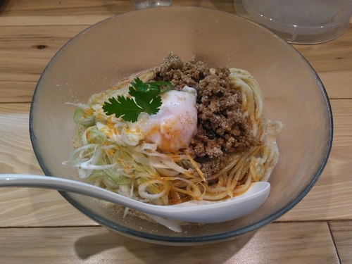 「ほとんど汁なし担々麺温玉のっけ（限定）」@らーめん カッパハウスの写真