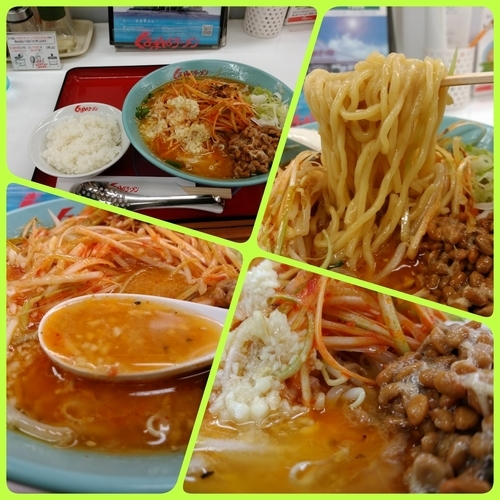 「ネギ味噌ラーメン（ニンニク増し）＋納豆」@くるまやラーメン 東村山店の写真