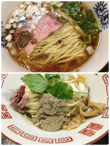 「大山鶏醤油そば＋冷し煮干油そば」@特級鶏蕎麦 龍介の写真