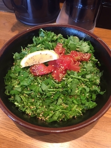 「パクチー絡麺　450円（通常価格890円）」@絡麺 まことや 本店の写真