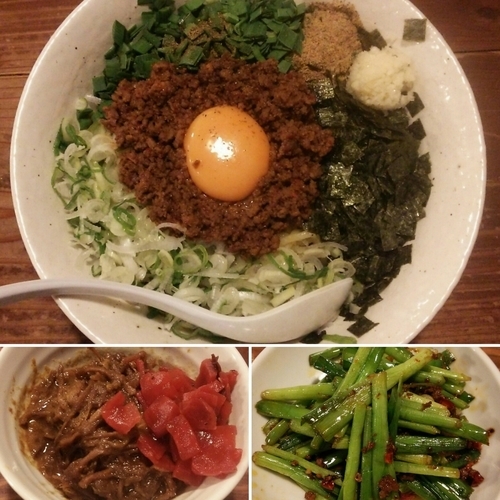 「まぜそば大盛り880円 カレー豚ほぐし200円」@麺 酒 やまのの写真