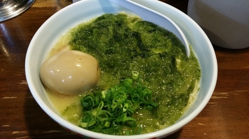 「あおさ玉子入り(980円)+替え玉(100円)」@らーめん まる玉 両国店の写真