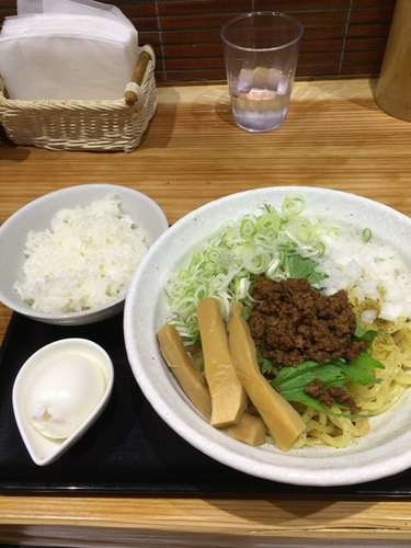 「限定  汁無し担々麺750円＋ライス100円」@つけめん・らーめん・煮干そば 金狼の写真