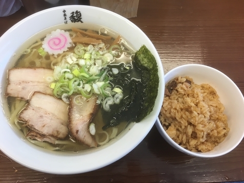 「中華そば650円、ランチサービスの肉めし」@中華そば 馥の写真