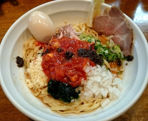 「【限定】冷やしえびまぜ 850円＋味玉、チャーシュー」@はりけんラーメンの写真