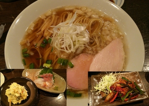 「煮干の白醤油そば　750円」@立ち呑み居酒屋 金町製麺の写真
