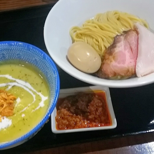 「【限定】季節野菜のポタージュパルマンティエつけ麺850円」@二代目 むじゃきの写真