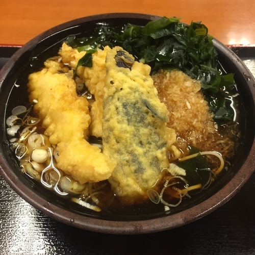 「【季節限定】冷鳥天おろし(¥500)+わかめ(クーポン)」@ゆで太郎 新橋赤レンガ通り店の写真