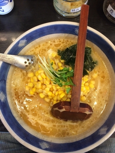 「味噌コーン、太麺」@味噌一 大原店の写真