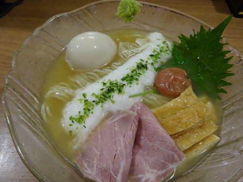 「山かけ冷やし鶏そば ～山葵仕立て～ 880円 ＋ 鯛めし小」@鯛塩そば 灯花 本店の写真