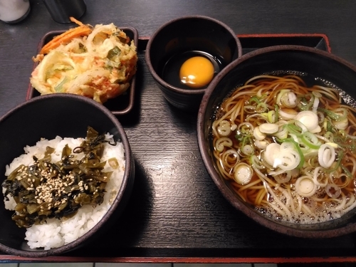 「朝定食Ｂ＋かきあげ　（360円＋クーポン）」@ゆで太郎 新川2丁目店の写真