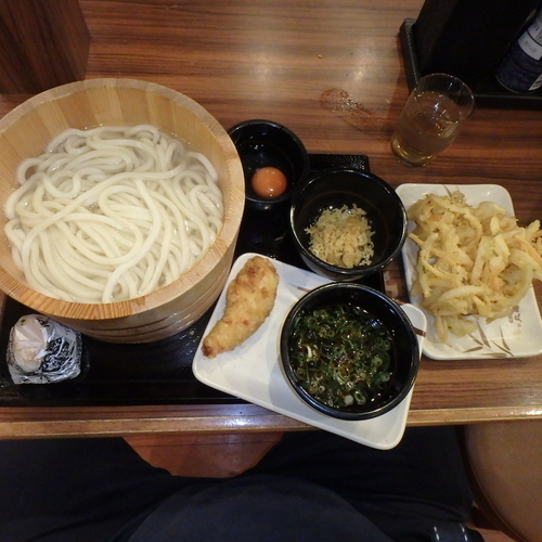 「釜揚(特)(480円→240円)、玉子(60円)他」@丸亀製麺 可部店の写真