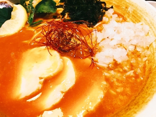 「☆限定  ぽってりえびトマトらぁめん☆」@麺匠ようすけ 鶏煮亭の写真