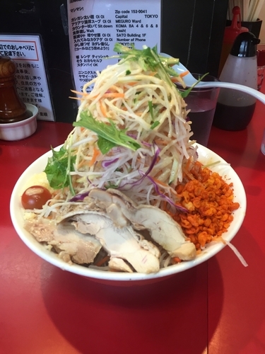 「冷やし中華・ヤサイマシニンニク辛揚げ」@千里眼の写真