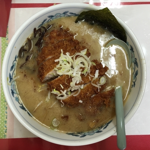 「とんかつラーメン 850円＋餃子200円」@肉屋さんのラーメン家 生治ミートの写真