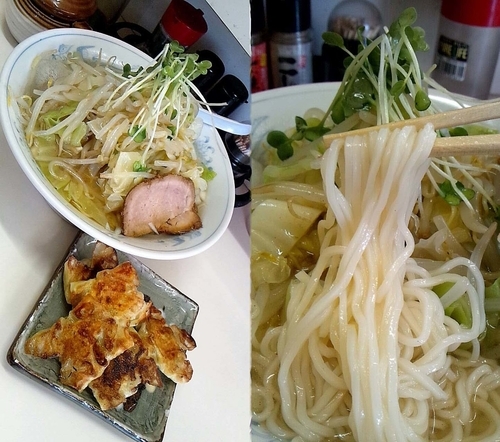 「『冷やし野菜タンメン+焼きワンタン(￥650+250)』」@花水ラオシャン 八幡店の写真