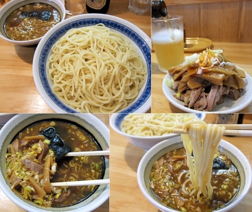 「つけめん（中）850円 + ビール中瓶（おつまみ付）550円」@自家製中華そば としおかの写真