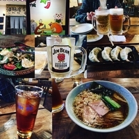 鶏ガラ中華そぼ（醤油）＋アルコール、つまみ他