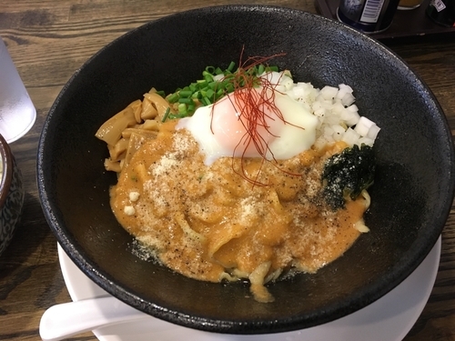 「うに まぜそば」@あら焼鶏白湯 カシムラの写真