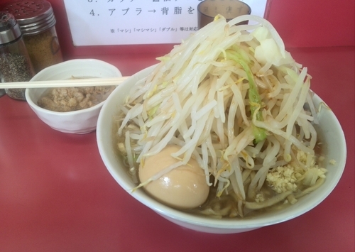 「小ラーメン700円 、煮玉子100円、脂っKOIWA(試供)」@ラーメン二郎 小岩店の写真