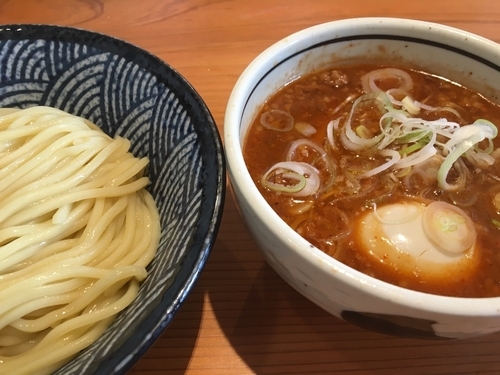 「つけそば海老醤油900円、味玉100円」@麺 一直の写真