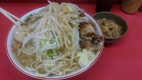 「大ラーメン+味玉+脂っKoiwa　ニンニク少なめカラメ」@ラーメン二郎 小岩店の写真