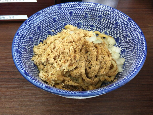 「つけ麺  崩れ煮卵  肉崩し+和えあつ  ¥800+¥10+¥1」@つけめん さなだの写真