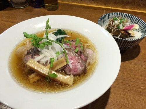 「猪肉と和牛の肉そば フォアグラ丼（１０００円）」@寿製麺よしかわ 川越店の写真