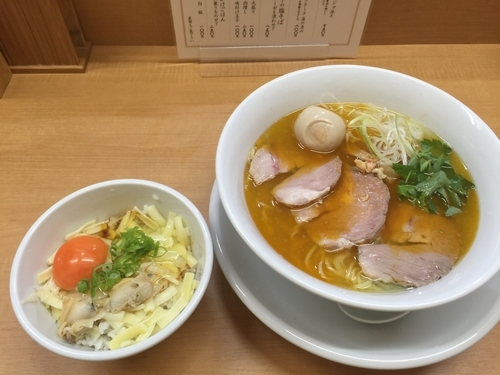 「塩そば＋卵かけ御飯 裏トッピング」@中華そば 大井町 和渦の写真